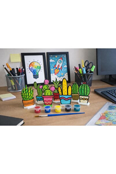 ALİS WORLD Montessori Kaktüs Temalı Boyama Seti Kendin Yap Eğitici Öğretici O...