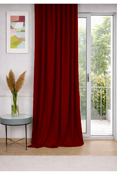 BD beyaz dokuma ستارة خلفية ذات ملمس مخملي أحمر اللون، مخيطة بشكل مستقيم، مصن...