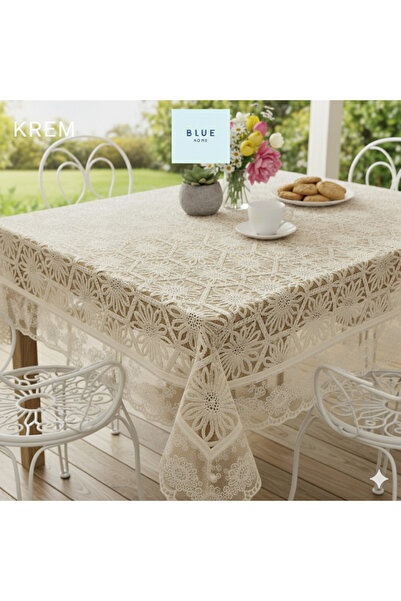 Blue Home Lace-Looking Easy to Clean Non-Slip Liquid-Proof Hole-Free Pvc Tabl...