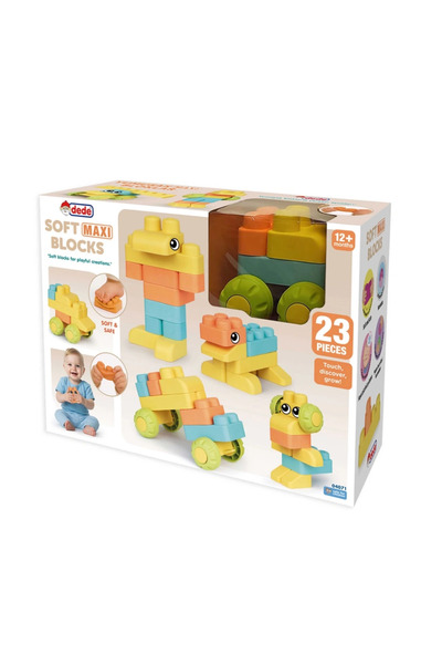 DEDE Yerli Üretim Yumuşak Soft Maxi Bloklar (23 Parça) + Eğitici Oyuncak + Mo...