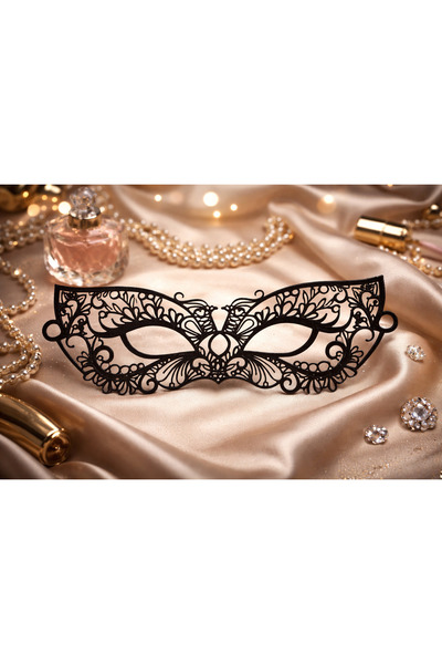 Mayah Concept 3D Şık Dantel Desenli Siyah Maske – Parti, Balo, Masquerade, Ko...