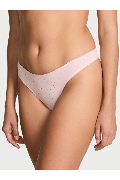 Victoria's Secret Stretch Cotton Sparkle High-Leg Scoop Thong Panty