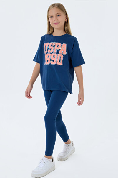 U.S. Polo Assn. U.S.Polo Assn Us2523-4 Dark Indigo Girls' Leggings Set