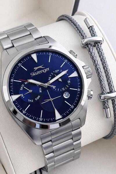Slazenger Italian Design Bracelet Gift 2 Years Warranty 10 Atm Steel Men Wris...