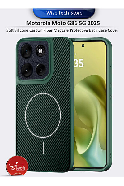 Wtech غطاء حماية خلفي من السيليكون الناعم وألياف الكربون لهاتف موتورولا موتو ...