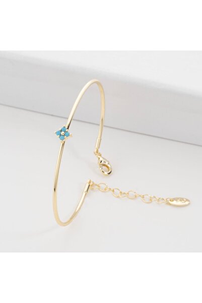 Zuum ZİRKON TAŞLI 14K ÖZEL TASARIM İNCE KELEPÇE BİLEKLİK