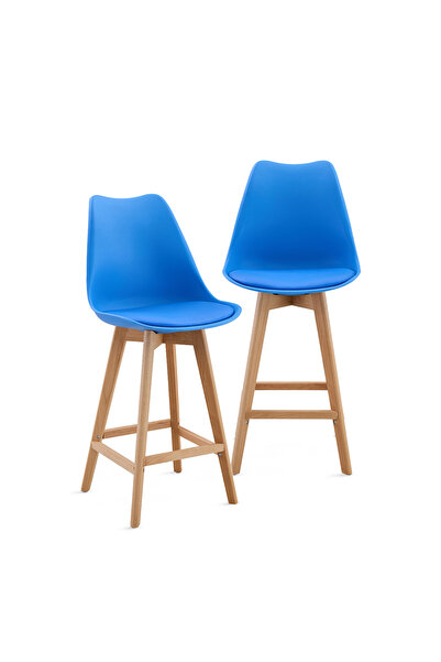 Kiwari Set of 2 Sama Stools, PP Seat and Beech Wood Legs, Height 68 cm, Capac...