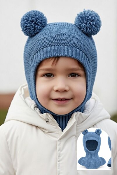 Minytrendy قبعة باليكلافا للأطفال البنات والأولاد الصغار، قبعة بوم بوم للثلج