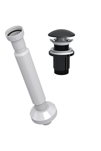 SUERA Magic Pipe Körüklü Gider Borusu + Elixir Pop-Up Set (Mat Siyah - Taşma ...