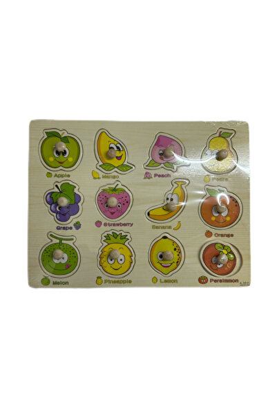 OEM Puzzle Incastru, GHEMOTOC®, placă de lemn, fructe,mar verde, cu mâner aju...