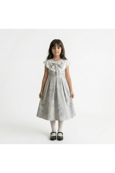 alqarat فستان جاكار بفيونكة ملكية