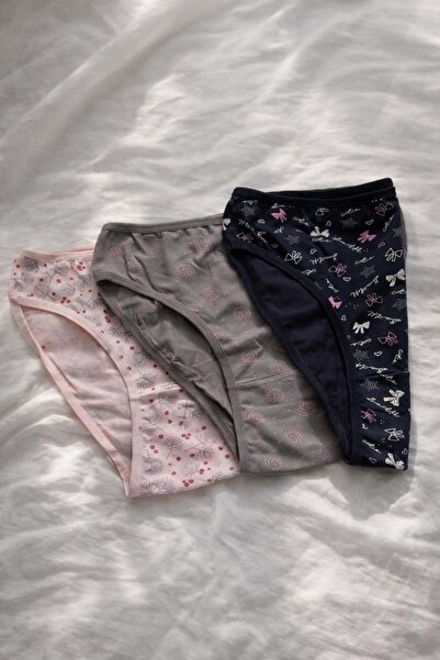 DESENLİ 3'LÜ COTTON SLİP TAKIMI