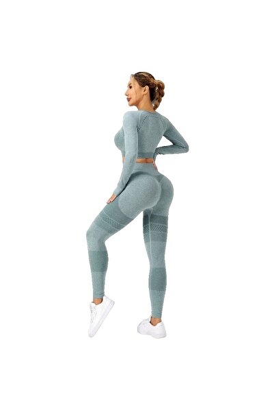 Flippy Women's Flippy Yoga Suit, High Waist, Crop Top, Elastic, Mint Green, S...