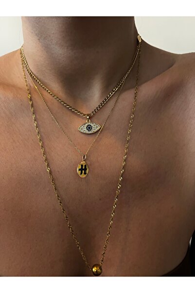 Hoop jewelery çelik zincir göz kolye 35-cm