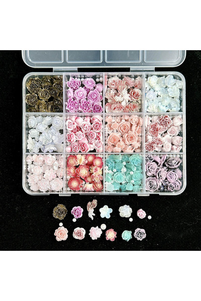Venalisa 12'li Akrili Gül Tırnak Süsleme Çiçek Nail Art 12 Farklı Renk