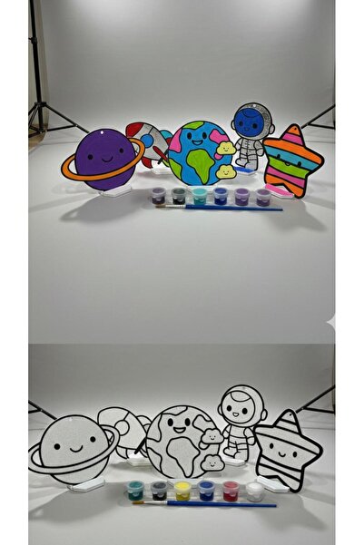 ALİS WORLD Montessori Uzay Temalı Boyama Seti Kendin Yap Eğitici Öğretici Oyu...