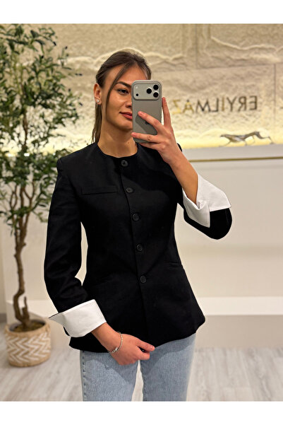 EMEL ERYILMAZ Kol Detaylı Blazer Ceket Siyah