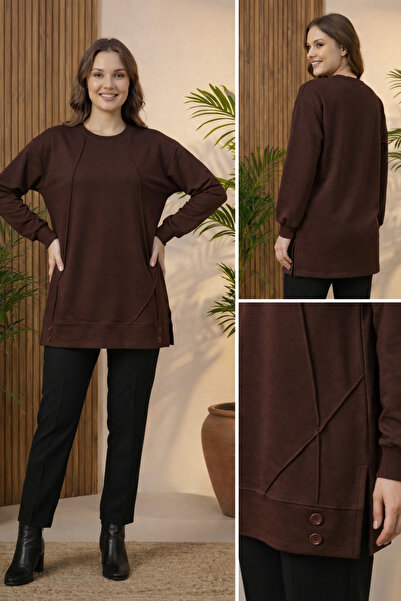 Birol Triko Women's Bitter Brown Buttoned Tunic