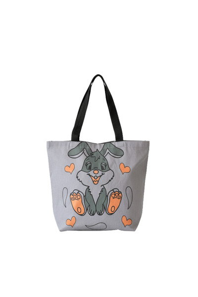Baghashtag حقيبة قماش رمادية اللون من Cute Rabbit مطبوع