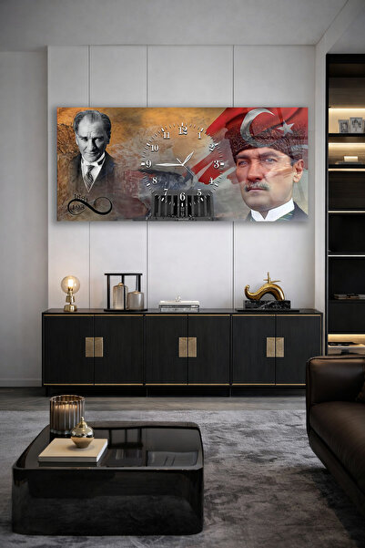 Olinpa KIRILMAZ CAM DUVAR SAATİ , HEM TABLO HEM SAAT ATATÜRK VE ANITKABİR TAS...