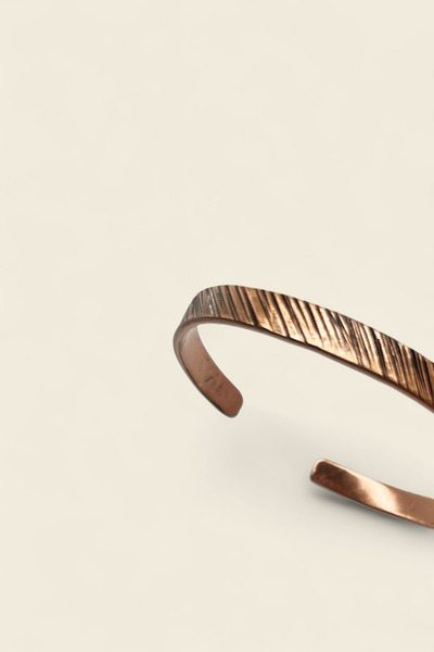 Sevil Gülgün Atelier Pure Copper Handmade Hammered Men's Bracelet - Healing T...