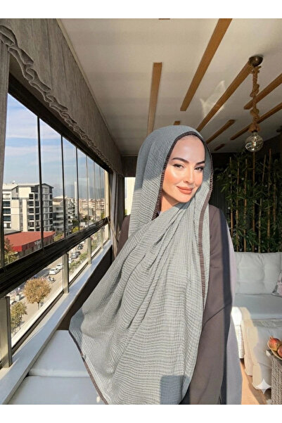 VaVscarfs Muslin Shawl - Piped Muslin Shawl Anthracite-Grey