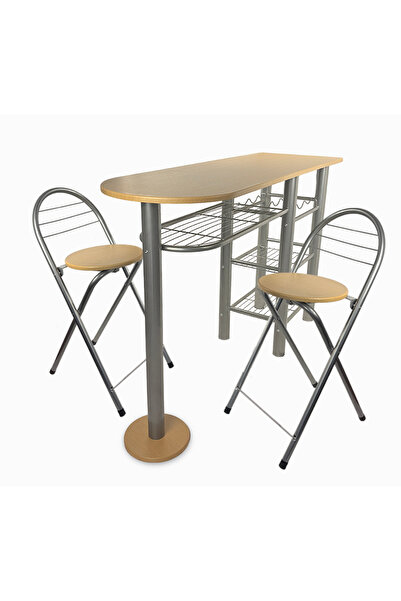 Kiwari Dion Table and 2 Chairs Set, 120×40×78 cm, 37x47x78 cm, MDF/Metal, 120...