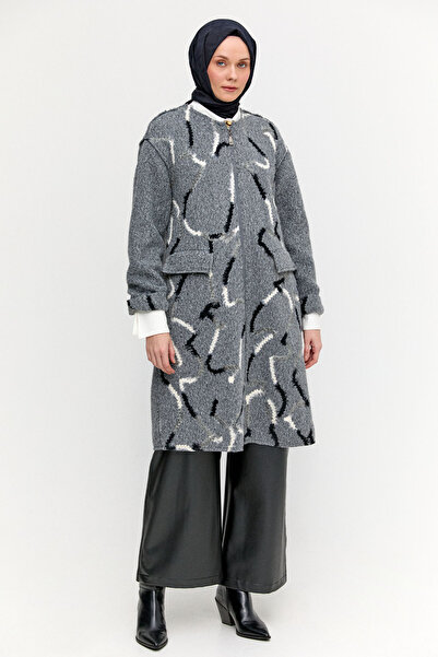 Setrms Desenli Fermuarlı Dokulu Kaban