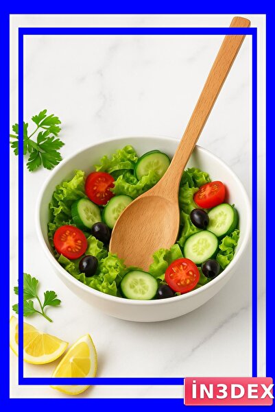 İN3DEX 27 cm Wooden Food Mixing Spoon Yellow Color