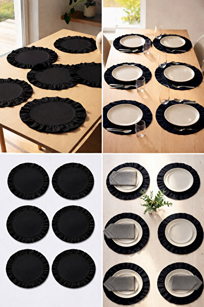 ÇIQRIK HOME 6 Pieces Black Natural Frilly Vintage American Serving Dishes/Sou...