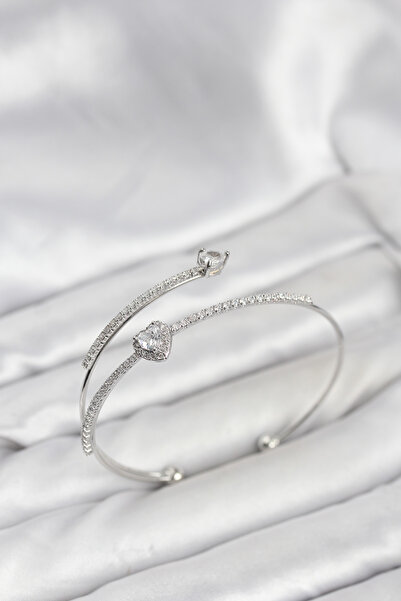 blackpure Dadya Heart Model Brass Silver Color Women's Bracelet 1216165