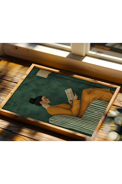 alphobitasarım A Book, a Woman, and Infinite Peace - Decorative Wall Painting