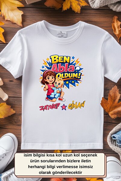 Children's T-Shirt with Personalized Name "I'm Sister" Design - 100% Cotton
