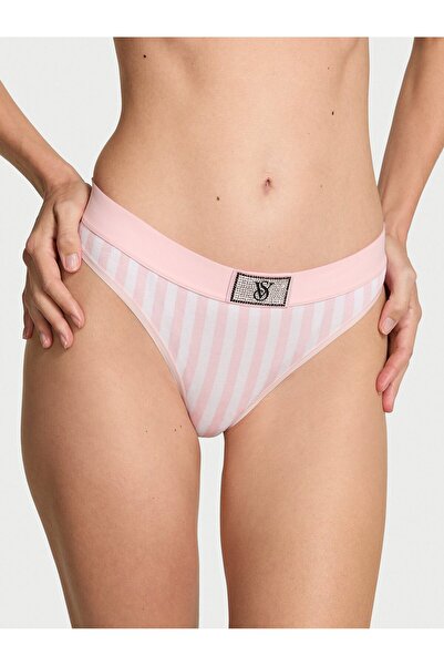 Victoria's Secret Logo Cotton Shine Patch Thong Panty