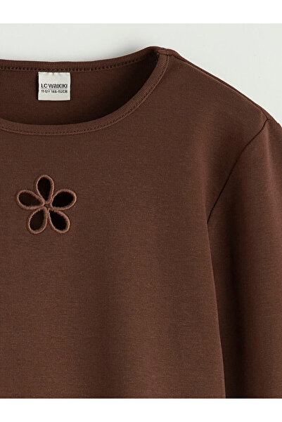 LC Waikiki Crew Neck Floral Embroidered Girl's T-Shirt
