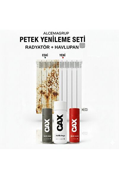 caxcolors Petek Radyatör Yenileme Seti- Isıya Dayanıklı Beyaz Sprey Boya +Akr...