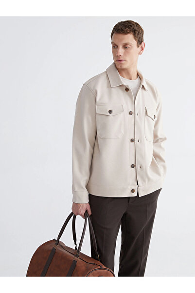 LC Waikiki Lcw Vision Beige Regular Fit Cashmere Men's Shirt Jacket