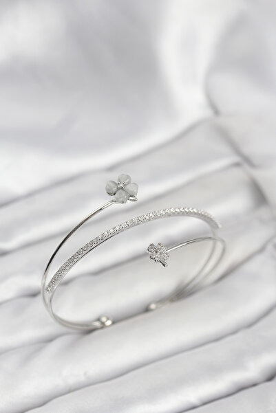 blackpure Dadya Clover Flower Model Brass Silver Color Women's Bracelet 1216165