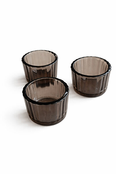 İlknur Home life 3’lü Füme Cam Mumluk / Tealight Mumluk Seti
