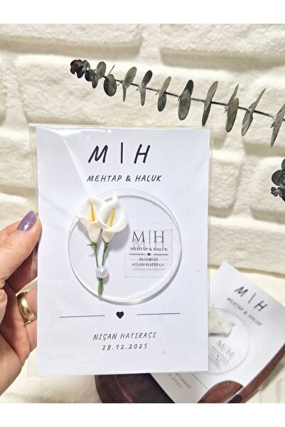 ASPİRİZM 15 Adet İsim Kartlı Zambak Süslemeli Pleksi Magnet (DÜĞÜN - NİKAH - ...