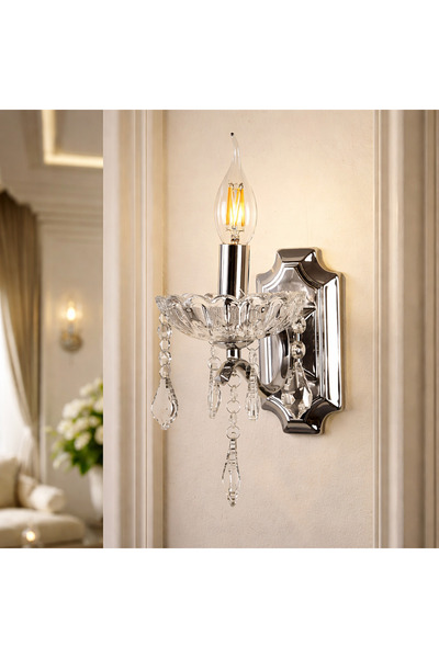 Hammer ابليك مودرن فضي مع شفاف E14*1 مع خيارات إضاءة متعددة