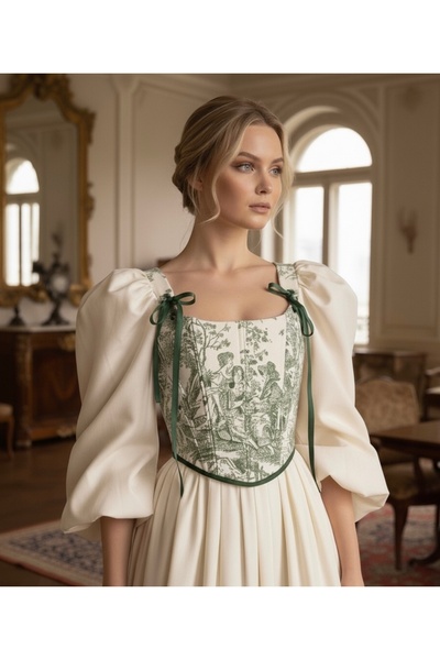 SARA Clothessy Soft Yeşil Fransız Vintage Korse