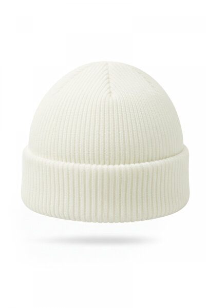 DeepSEA White Unisex Knit Beanie – Ribbed Texture, Stretchy & Warm Winter Bea...