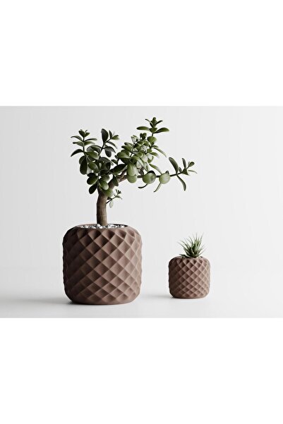 Sani Decorative Pot Sani, Diamond, 94 x 94 x 200 mm, Dark Brown Matt