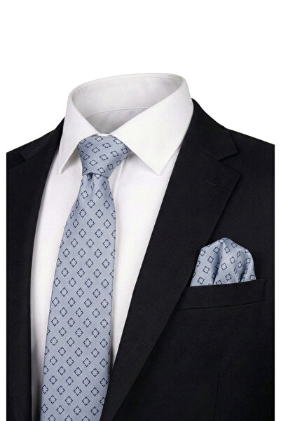 Bursa İpek Gray Patterned Silk Tie Set
