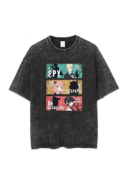 Le Savu Washable Triple Anime Collage Printed Unisex Oversized Vintage T-Shirt