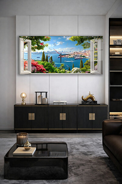 Olinpa KIRILMAZ CAM DUVAR SAATİ , HEM TABLO HEM SAAT İSTANBUL BOĞAZ MANZARALI...