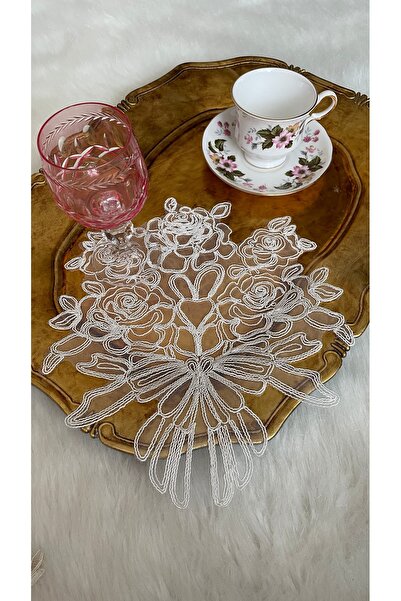 Fransız Danteli Kordineli Çay,Kahve Servis Peçetesi & Tepsi Örtüsü ( 1 adet 28x24 )