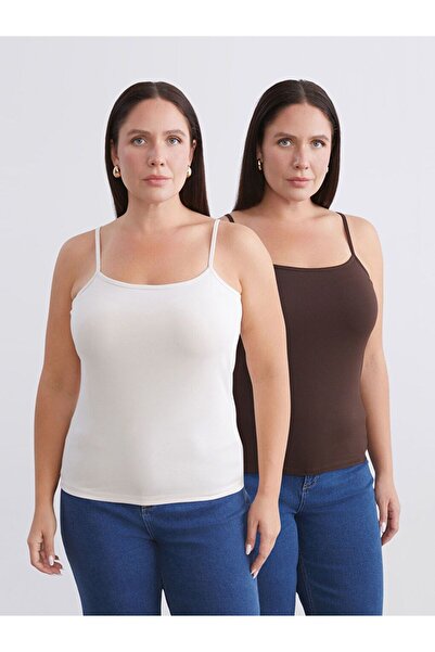 LC Waikiki Plus Size U-Neck Women's Undershirt 2-Piece