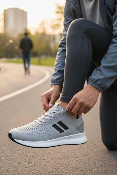 enoch Enoch Men's Sports Shoes Gray Sneaker Double Stripe Lightweight Running...